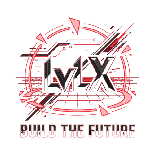 LvL X Build The Future black and red cyber grid hoodie artwork
